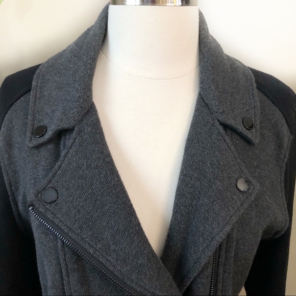 RALPH LAUREN knit grey and black moto jacket size large - Picture 2 of 4